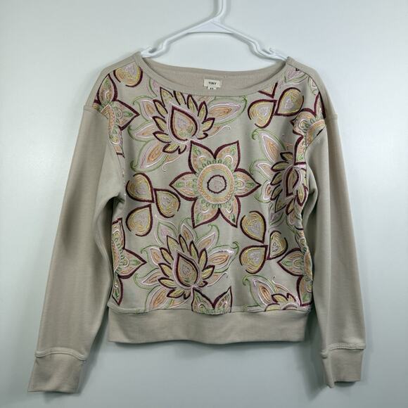 Anthropologie Tiny Helena Embroidered Floral Pullover Sweatshirt XS Bohemian - Picture 12 of 12